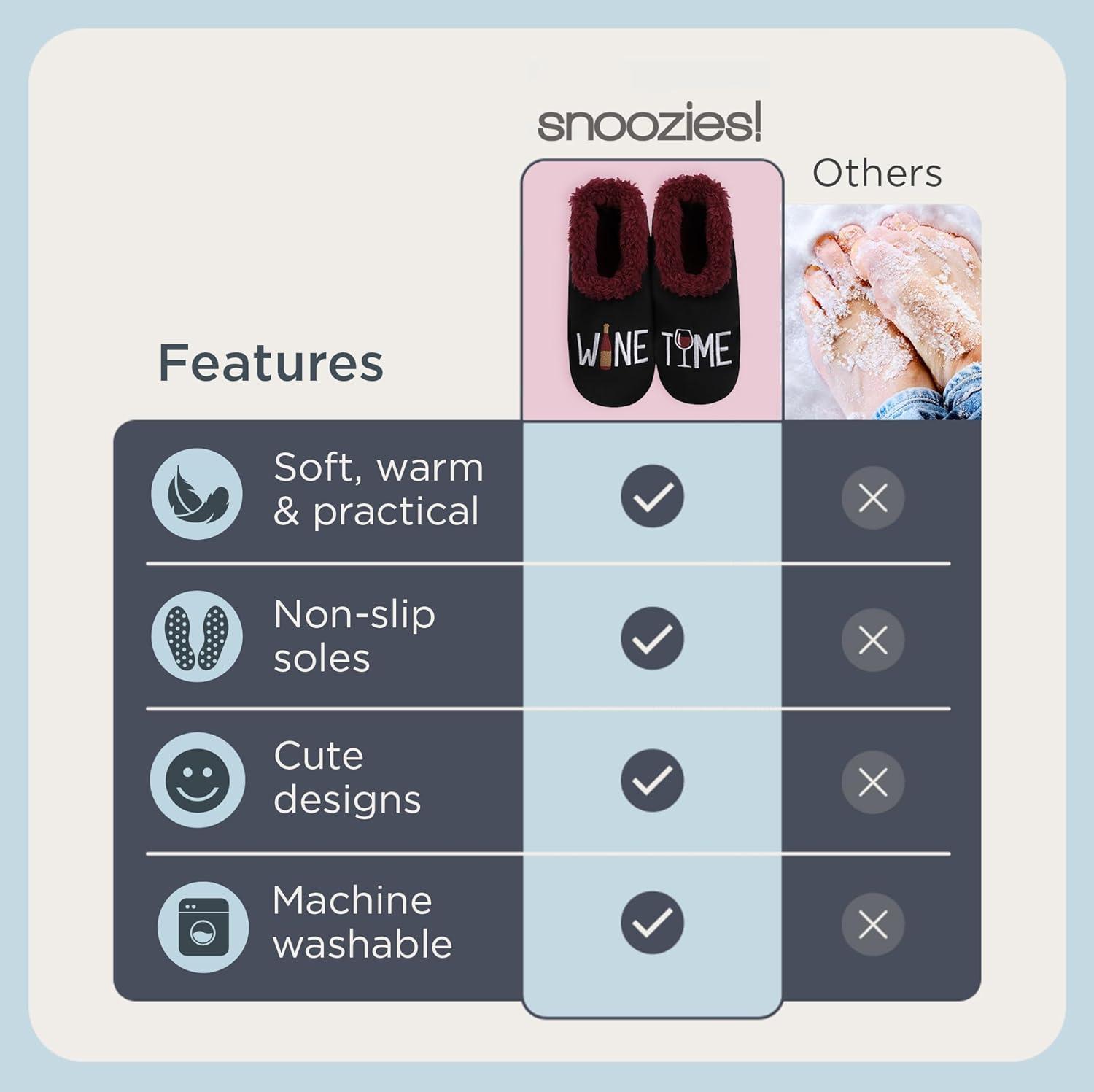 imageSnoozies Pairables Wine Slippers for Women Indoor Funny Slipper Socks with Soft Sherpa Lining and NonSkid Sole Wine GiftsWine Time