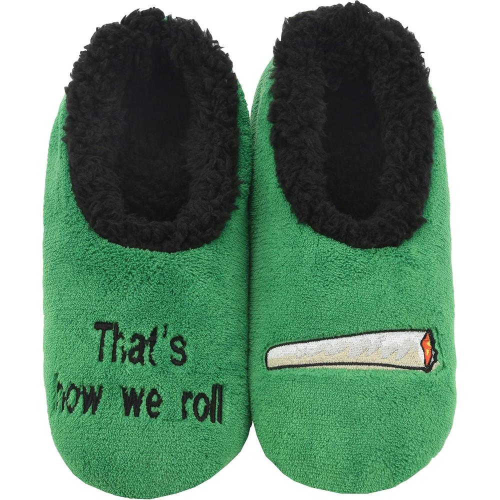 imageSnoozies Pairables Wine Slippers for Women Indoor Funny Slipper Socks with Soft Sherpa Lining and NonSkid Sole Wine GiftsThats How We Roll