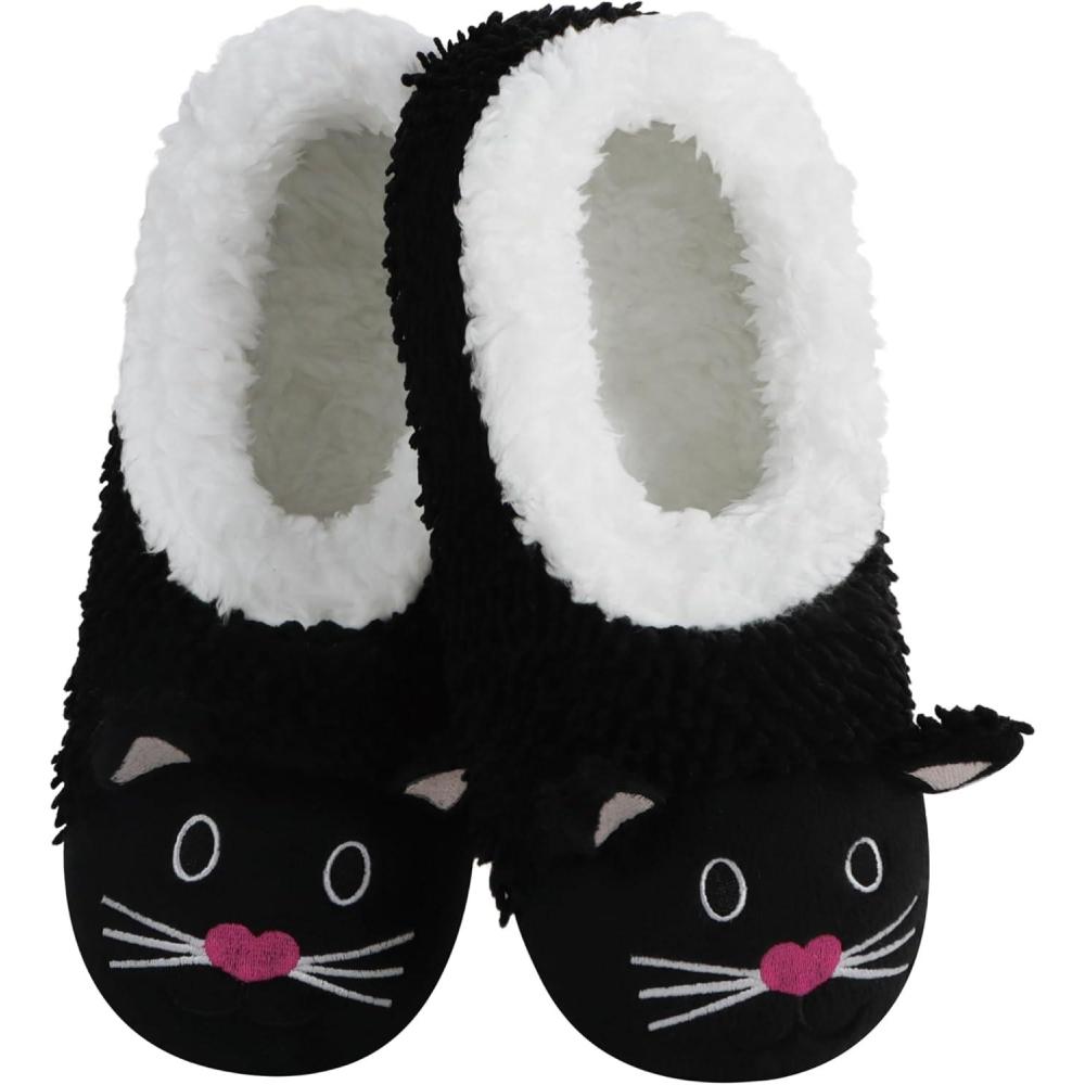 imageSnoozies Whimsical Cute Animal Slipper Socks for Women Animal Slippers Gifts for WomenBlack