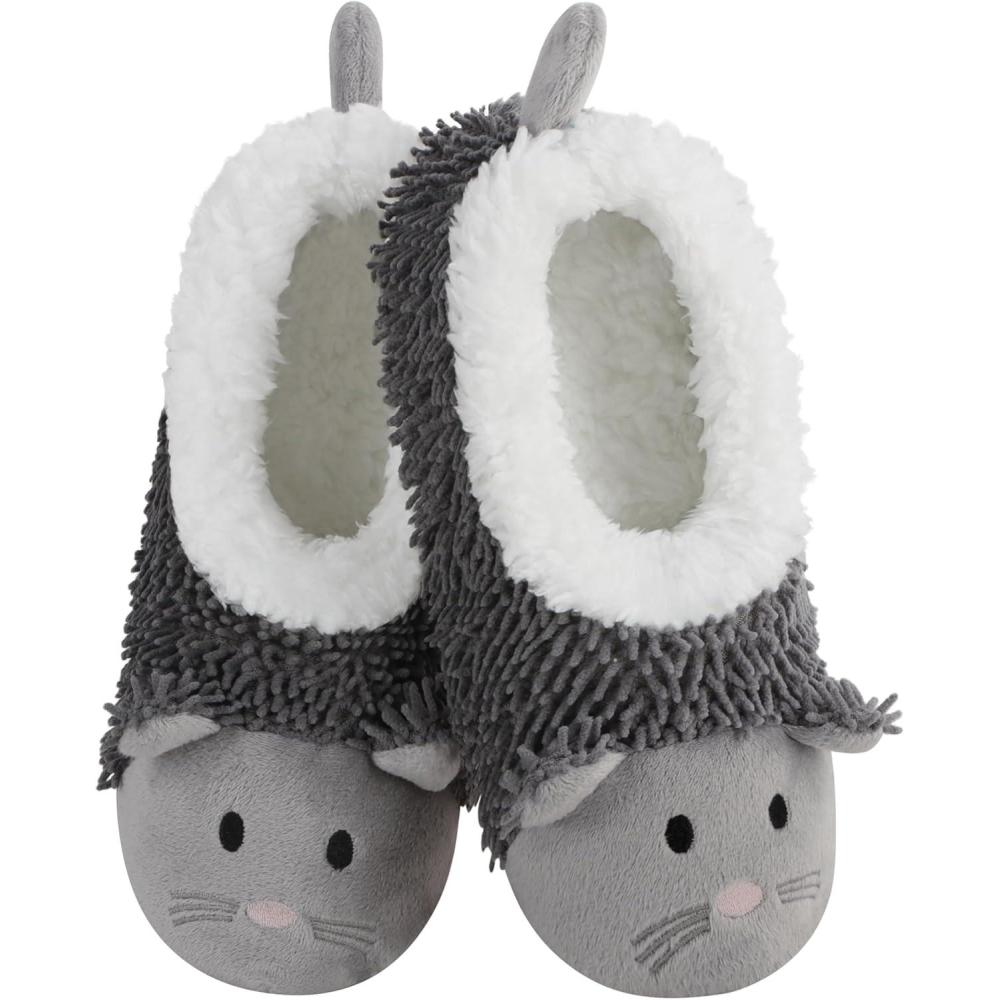 imageSnoozies Whimsical Cute Animal Slipper Socks for Women Animal Slippers Gifts for WomenGrey