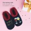 imageSnoozies Pairables Wine Slippers for Women Indoor Funny Slipper Socks with Soft Sherpa Lining and NonSkid Sole Wine GiftsWine Not
