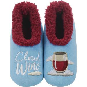 imageSnoozies Pairables Wine Slippers for Women Indoor Funny Slipper Socks with Soft Sherpa Lining and NonSkid Sole Wine GiftsCloud Wine