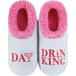 imageSnoozies Pairables Wine Slippers for Women Indoor Funny Slipper Socks with Soft Sherpa Lining and NonSkid Sole Wine GiftsLtbluedaydrnk