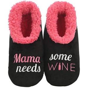 imageSnoozies Pairables Wine Slippers for Women Indoor Funny Slipper Socks with Soft Sherpa Lining and NonSkid Sole Wine GiftsMama Needs Some Wine