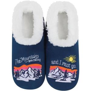 imageSnoozies Pairables Wine Slippers for Women Indoor Funny Slipper Socks with Soft Sherpa Lining and NonSkid Sole Wine GiftsThe Mountains Are Calling