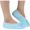 imageSnoozies Ballerina Slippers for Women with Bow  Cute Slipper Socks for Women Indoor  Non Skid Sole and Soft Sherpa LiningBlue