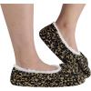imageSnoozies Ballerina Slippers for Women with Bow  Cute Slipper Socks for Women Indoor  Non Skid Sole and Soft Sherpa LiningLeopd