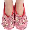 imageSnoozies Ballerina Slippers for Women with Bow  Cute Slipper Socks for Women Indoor  Non Skid Sole and Soft Sherpa LiningRed 1