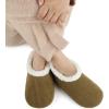 imageSnoozies Corduroy Slippers for Women with Memory Foam Insole SherpaLined Slipper Socks for Women NonSkidOlive Green