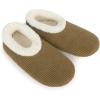 imageSnoozies Corduroy Slippers for Women with Memory Foam Insole SherpaLined Slipper Socks for Women NonSkidOlive Green