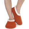 imageSnoozies Corduroy Slippers for Women with Memory Foam Insole SherpaLined Slipper Socks for Women NonSkidOrange Rust