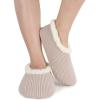 imageSnoozies Corduroy Slippers for Women with Memory Foam Insole SherpaLined Slipper Socks for Women NonSkidSmoke Grey