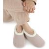 imageSnoozies Corduroy Slippers for Women with Memory Foam Insole SherpaLined Slipper Socks for Women NonSkidSmoke Grey