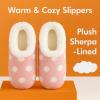 imageSnoozies Faux Fur Polka Dots Slippers for Women Indoor Soft SherpaLined House Slippers Cute House Shoes for WomenLt Pink