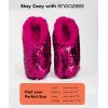 imageSnoozies Sequin Slippers for Women  Fancy Glitters Comfy and Cozy Sparkly NonSlip Womens Slippers SocksFuchsiaSilver
