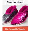 imageSnoozies Sequin Slippers for Women  Fancy Glitters Comfy and Cozy Sparkly NonSlip Womens Slippers SocksFuchsiaSilver