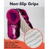 imageSnoozies Sequin Slippers for Women  Fancy Glitters Comfy and Cozy Sparkly NonSlip Womens Slippers SocksFuchsiaSilver