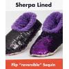 imageSnoozies Sequin Slippers for Women  Fancy Glitters Comfy and Cozy Sparkly NonSlip Womens Slippers SocksPurpleBlack