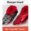 imageSnoozies Sequin Slippers for Women  Fancy Glitters Comfy and Cozy Sparkly NonSlip Womens Slippers SocksRedSilver
