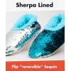 imageSnoozies Sequin Slippers for Women  Fancy Glitters Comfy and Cozy Sparkly NonSlip Womens Slippers SocksTurquoiseSilver