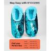 imageSnoozies Sequin Slippers for Women  Fancy Glitters Comfy and Cozy Sparkly NonSlip Womens Slippers SocksTurquoiseSilver