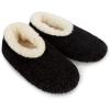 imageSnoozies Teddy Bear Faux Fur House Slippers for Women with Memory Foam Insole SherpaLined Slipper Socks NonSkidBlack