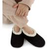 imageSnoozies Teddy Bear Faux Fur House Slippers for Women with Memory Foam Insole SherpaLined Slipper Socks NonSkidBlack