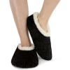 imageSnoozies Teddy Bear Faux Fur House Slippers for Women with Memory Foam Insole SherpaLined Slipper Socks NonSkidBlack