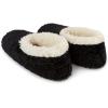 imageSnoozies Teddy Bear Faux Fur House Slippers for Women with Memory Foam Insole SherpaLined Slipper Socks NonSkidBlack