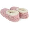 imageSnoozies Teddy Bear Faux Fur House Slippers for Women with Memory Foam Insole SherpaLined Slipper Socks NonSkidLight Pink
