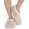imageSnoozies Teddy Bear Faux Fur House Slippers for Women with Memory Foam Insole SherpaLined Slipper Socks NonSkidOatmeal