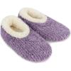 imageSnoozies Teddy Bear Faux Fur House Slippers for Women with Memory Foam Insole SherpaLined Slipper Socks NonSkidPurple