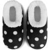imageSnoozies Faux Fur Polka Dots Slippers for Women Indoor Soft SherpaLined House Slippers Cute House Shoes for WomenBlack