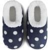 imageSnoozies Faux Fur Polka Dots Slippers for Women Indoor Soft SherpaLined House Slippers Cute House Shoes for WomenNavy