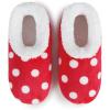 imageSnoozies Faux Fur Polka Dots Slippers for Women Indoor Soft SherpaLined House Slippers Cute House Shoes for WomenRed