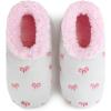 imageSnoozies Pink Bow Slippers NonSkid Memory Foam House Slippers for Women with Soft Sherpa Lining Womens House ShoesLt Grey