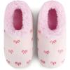 imageSnoozies Pink Bow Slippers NonSkid Memory Foam House Slippers for Women with Soft Sherpa Lining Womens House ShoesLt Pink