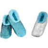 imageSnoozies Sequin Slippers for Women  Fancy Glitters Comfy and Cozy Sparkly NonSlip Womens Slippers SocksTurquoiseSilver