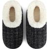 imageSnoozies Sparkle Tweed Slippers for Women with Sherpa Lining Memory Foam Slippers Indoor NonSkid SoleBlackWhite