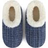imageSnoozies Sparkle Tweed Slippers for Women with Sherpa Lining Memory Foam Slippers Indoor NonSkid SoleDk Blue
