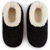 imageSnoozies Teddy Bear Faux Fur House Slippers for Women with Memory Foam Insole SherpaLined Slipper Socks NonSkidBlack