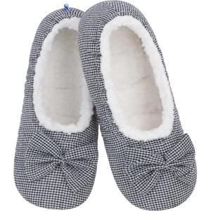 imageSnoozies Ballerina Slippers for Women with Bow  Cute Slipper Socks for Women Indoor  Non Skid Sole and Soft Sherpa LiningBlack