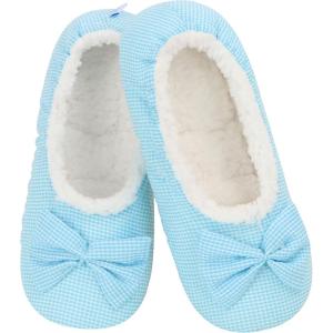 imageSnoozies Ballerina Slippers for Women with Bow  Cute Slipper Socks for Women Indoor  Non Skid Sole and Soft Sherpa LiningBlue