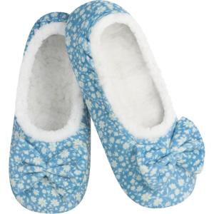 imageSnoozies Ballerina Slippers for Women with Bow  Cute Slipper Socks for Women Indoor  Non Skid Sole and Soft Sherpa LiningDaisy