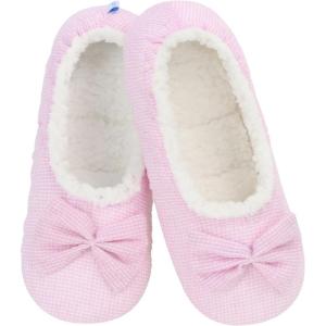 imageSnoozies Ballerina Slippers for Women with Bow  Cute Slipper Socks for Women Indoor  Non Skid Sole and Soft Sherpa LiningPink1