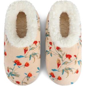 imageSnoozies Corduroy Slippers for Women with Memory Foam Insole SherpaLined Slipper Socks for Women NonSkidCream