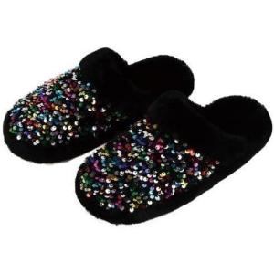 imageSnoozies Glam Slides Womens Slippers Cute Slippers with Sequin Upper Sequin Slipper Scuffs Ladies GiftsMulti Red