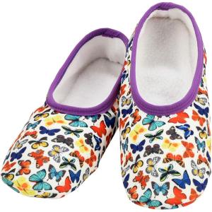 imageSnoozies Skinnies slipper socks for Women  NonSlip Lightweight Soft Sherpa Lining Foldable TravelBflies