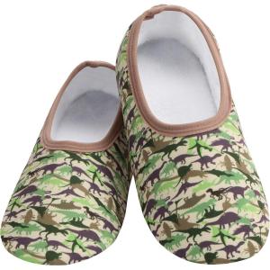 imageSnoozies Skinnies slipper socks for Women  NonSlip Lightweight Soft Sherpa Lining Foldable TravelDino