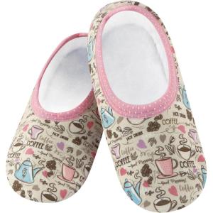 imageSnoozies Skinnies slipper socks for Women  NonSlip Lightweight Soft Sherpa Lining Foldable TravelHcoffee